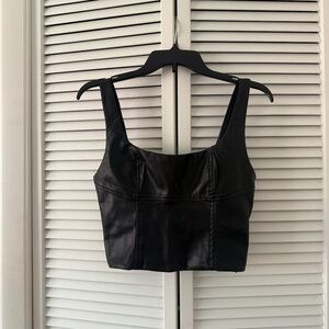 Bershka Faux Leather Black Crop Top – Size M
